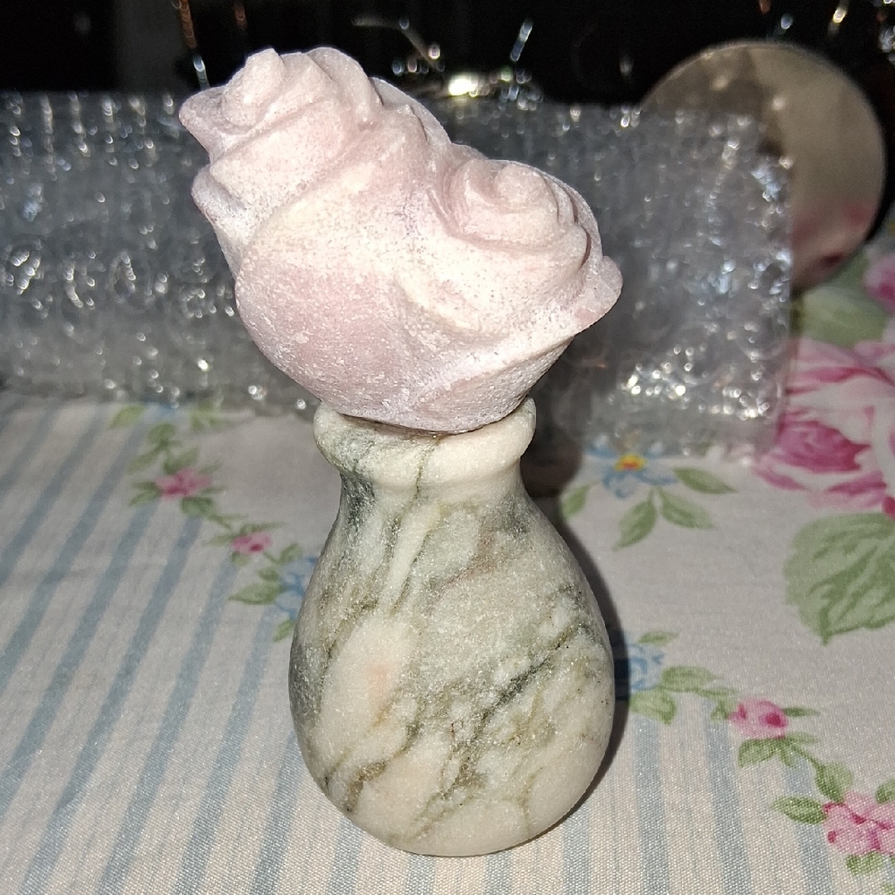 Pink Opal Rose In A Jade Vase